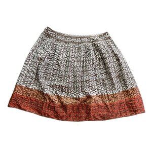SOPHIE MAX Skirt Studio Tullia Brown White Orange Pleated  Small 100% Cotton